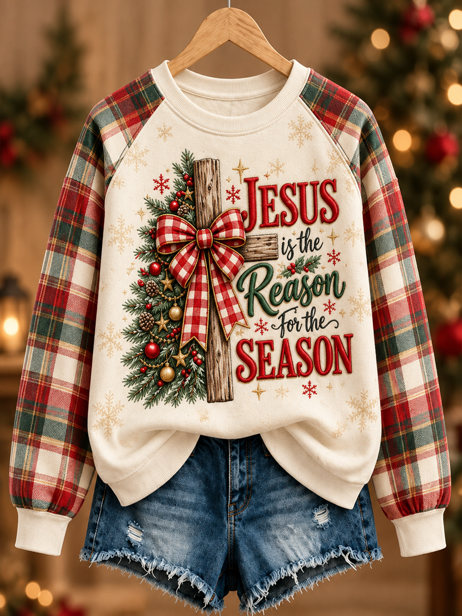 Women's Christian Christmas Printed raglan sleeve sweatshirt