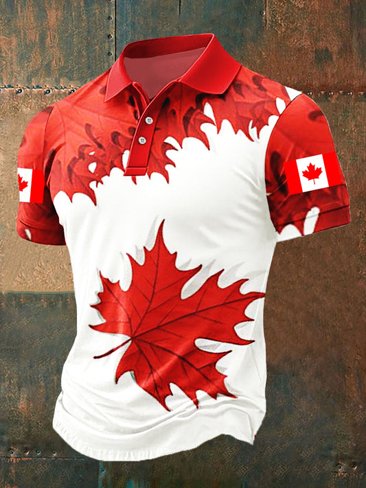 Men's Happy Canada Day Canadian Maple Leaf  Print Casual Top