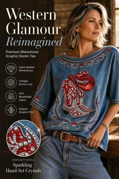 Women's Retro Calgary Stampede Printed Vintage Fashion Loose Short Sleeve T-Shirt
