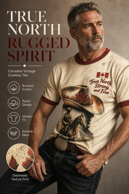 Men's Calgary Stampede Printed Vintage Fashion Loose Short Sleeve T-Shirt