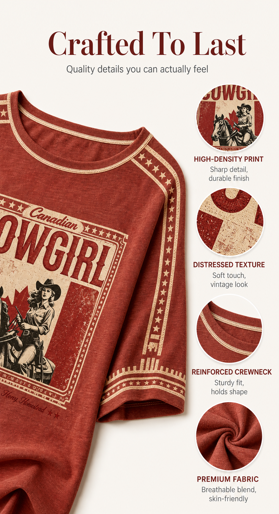 Women's Retro Calgary Stampede Printed Vintage Fashion Loose Short Sleeve T-Shirt