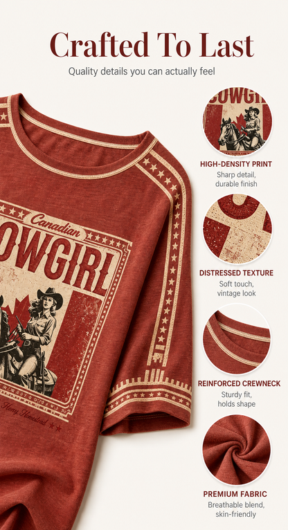 Women's Retro Calgary Stampede Printed Vintage Fashion Loose Short Sleeve T-Shirt