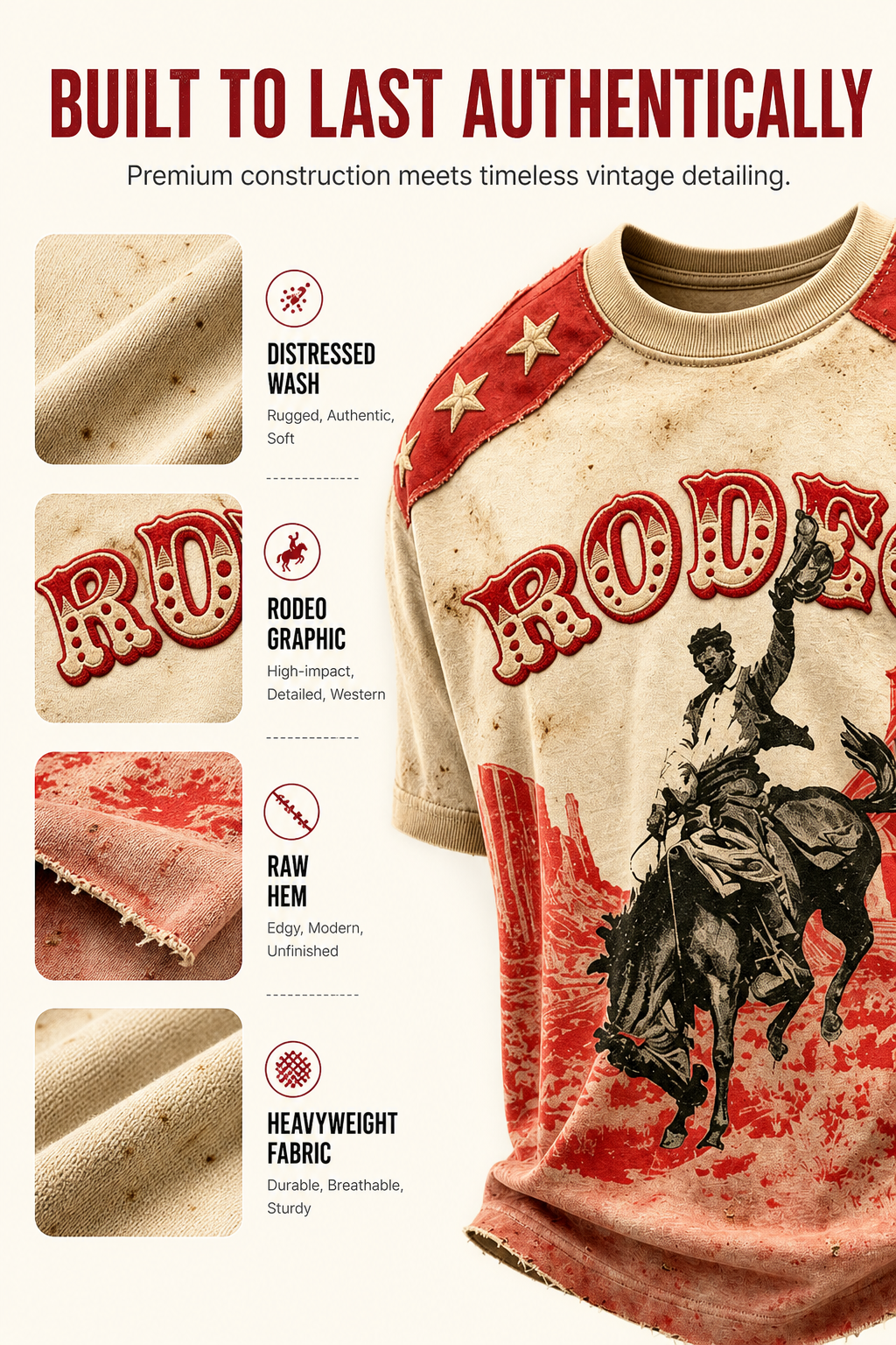 Men's Calgary Stampede Printed Vintage Fashion Loose Short Sleeve T-Shirt