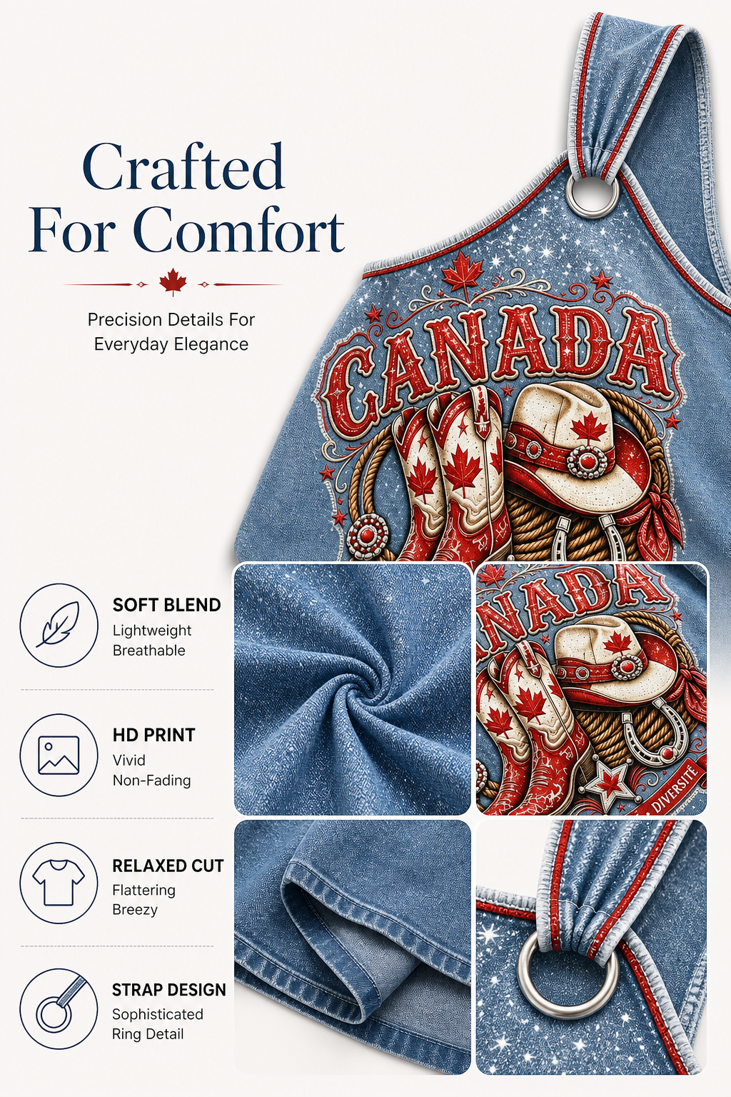 Women's Retro Calgary Stampede Print Sleeveless Tank Top