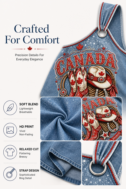 Women's Retro Calgary Stampede Print Sleeveless Tank Top