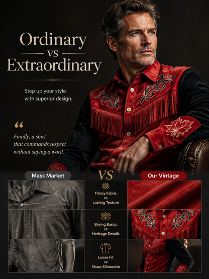 Men's Canada Calgary Stampede Print Casual Long Sleeved Shirt