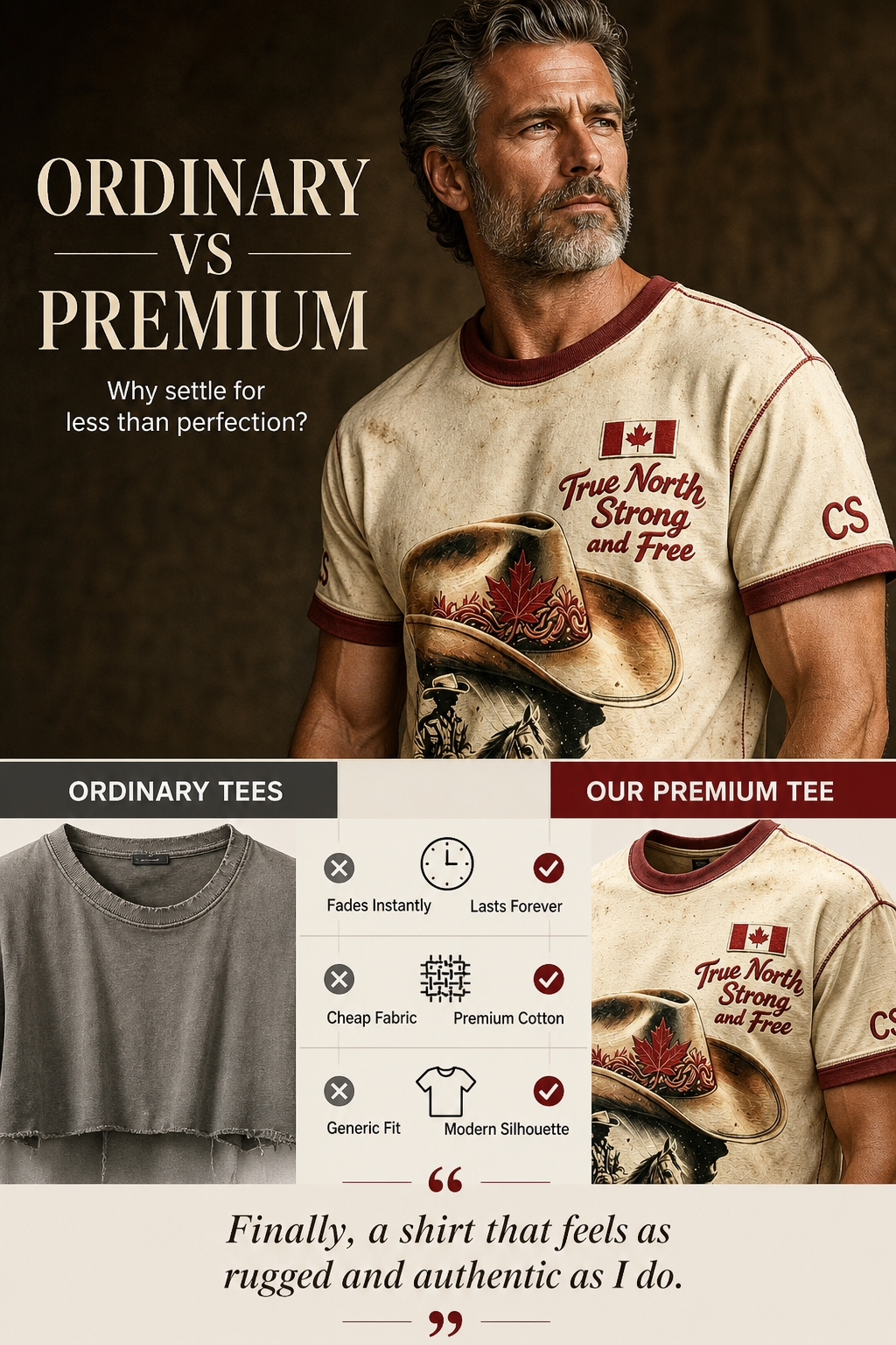 Men's Calgary Stampede Printed Vintage Fashion Loose Short Sleeve T-Shirt