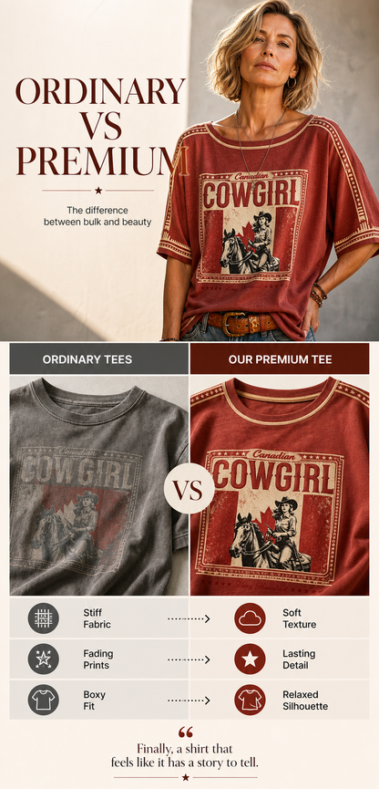 Women's Retro Calgary Stampede Printed Vintage Fashion Loose Short Sleeve T-Shirt