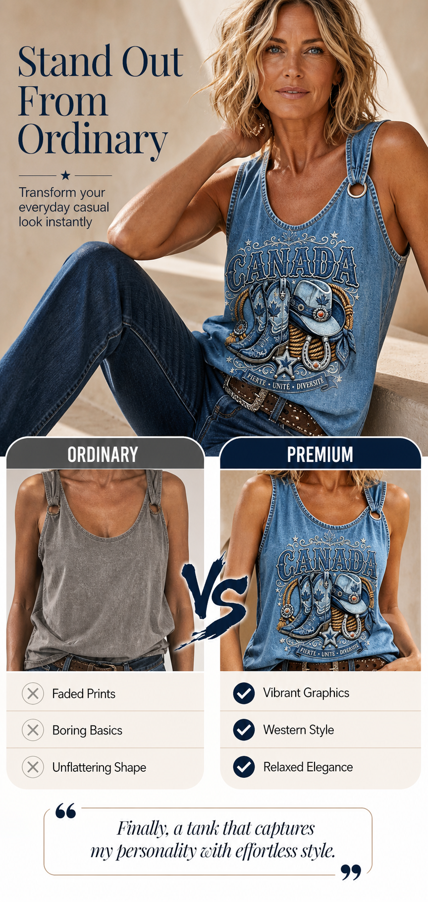 Women's Retro Calgary Stampede Print Sleeveless Tank Top