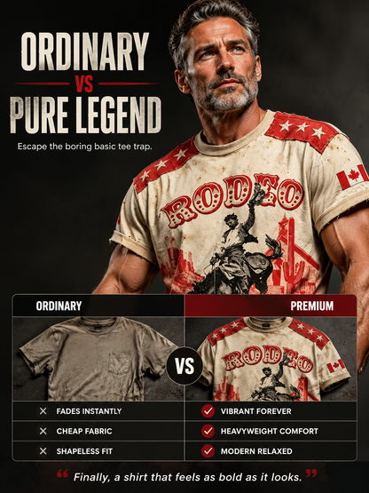 Men's Calgary Stampede Printed Vintage Fashion Loose Short Sleeve T-Shirt