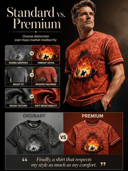 Men's Calgary Stampede Printed Vintage Fashion Loose Short Sleeve T-Shirt