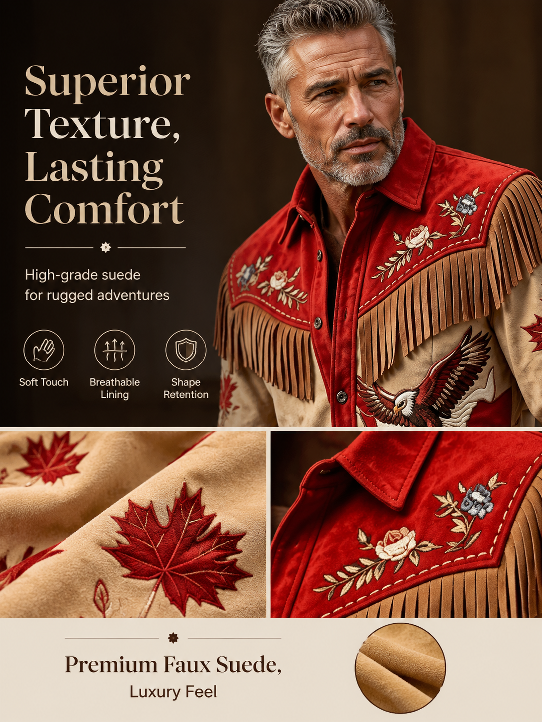 Men's Canada Calgary Stampede Print Casual Long Sleeved Shirt