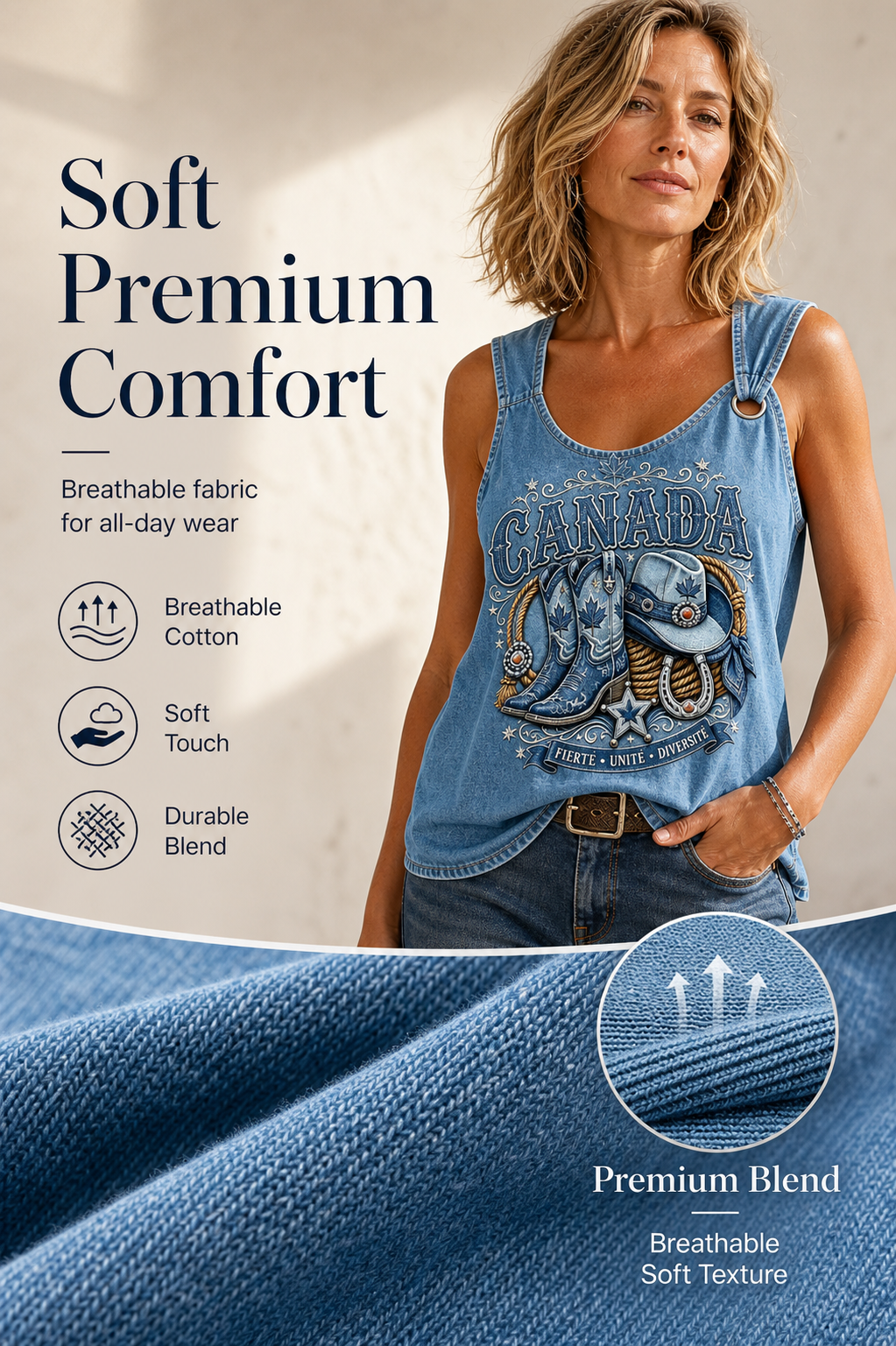 Women's Retro Calgary Stampede Print Sleeveless Tank Top