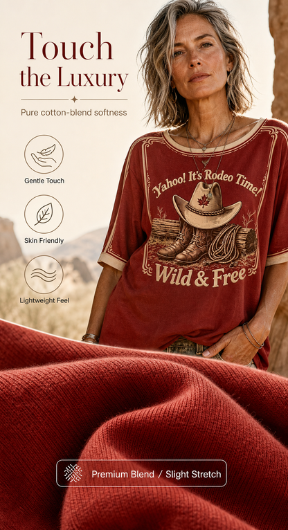 Women's Retro Calgary Stampede Printed Vintage Fashion Loose Short Sleeve T-Shirt