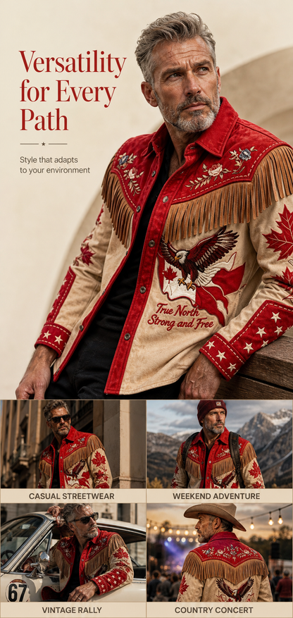 Men's Canada Calgary Stampede Print Casual Long Sleeved Shirt
