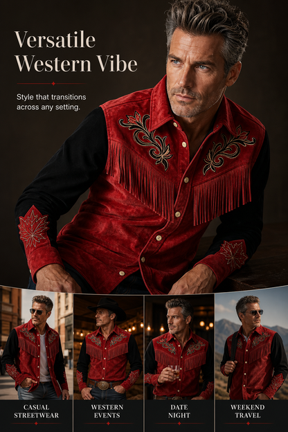 Men's Canada Calgary Stampede Print Casual Long Sleeved Shirt