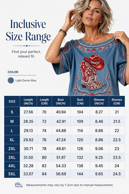 Women's Retro Calgary Stampede Printed Vintage Fashion Loose Short Sleeve T-Shirt