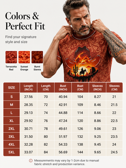 Men's Calgary Stampede Printed Vintage Fashion Loose Short Sleeve T-Shirt