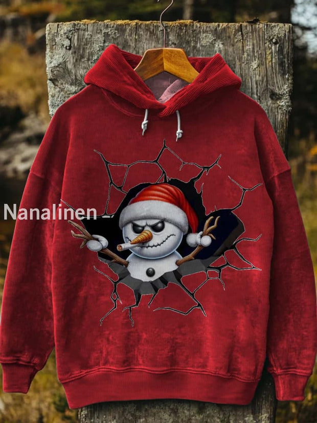 Abstract 3D Christmas Snowman Print Casual Hoodie As picture / S