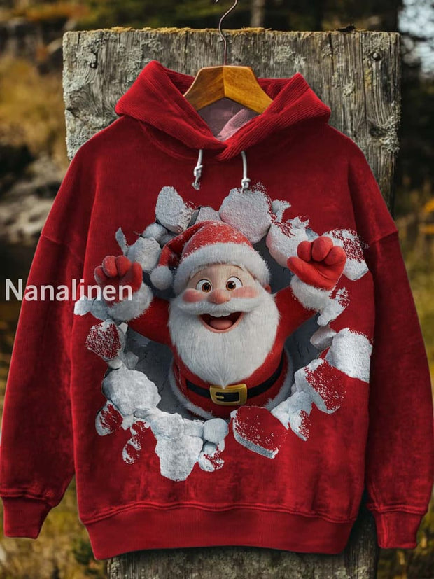 Abstract 3D Santa Claus Printed Casual Hoodie As picture / S