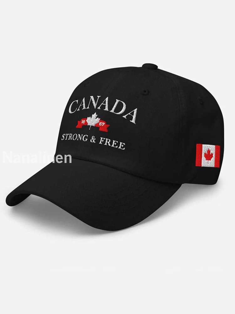 Canada Strong And Free Print Unisex Hat Black / JM