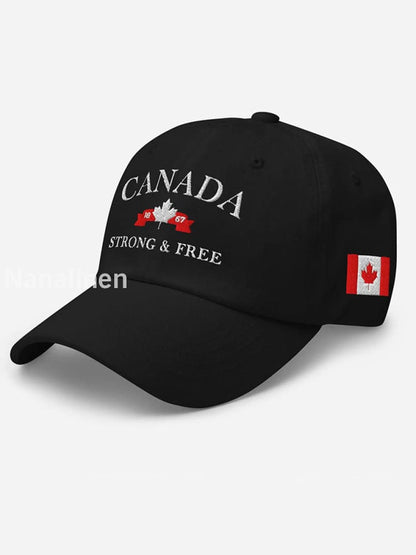Canada Strong And Free Print Unisex Hat Black / JM