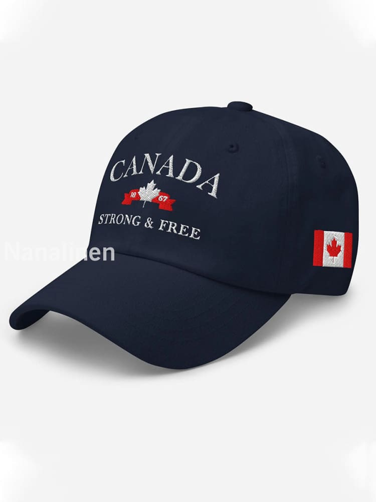 Canada Strong And Free Print Unisex Hat Dark Blue / JM