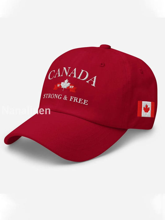 Canada Strong And Free Print Unisex Hat Red / JM