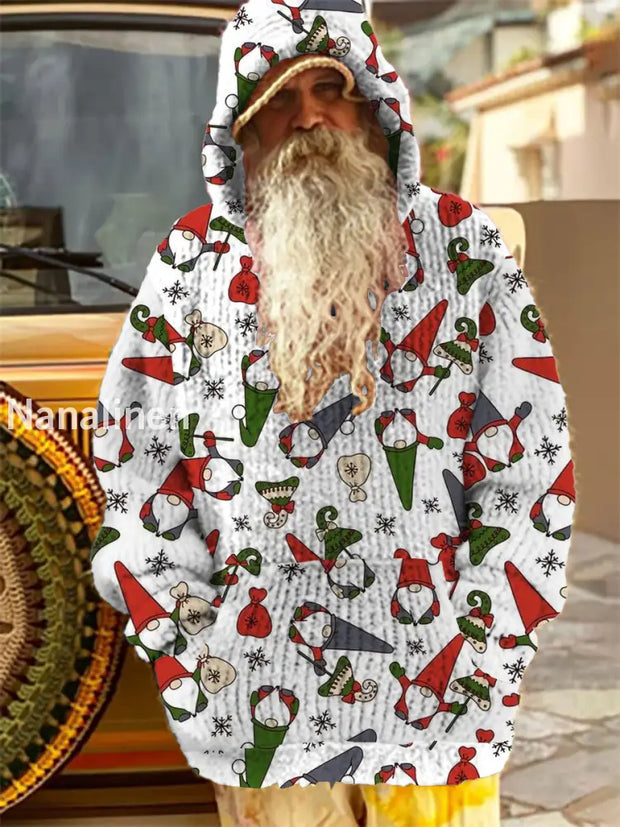 Fashion Art Christmas Print Long-Sleeved Hooded Sweater A / S