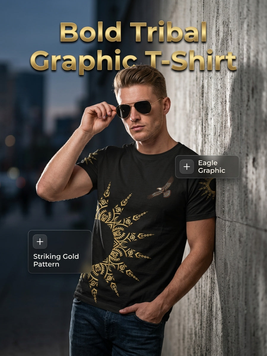 Men's Casual T-Shirt with Totem Print