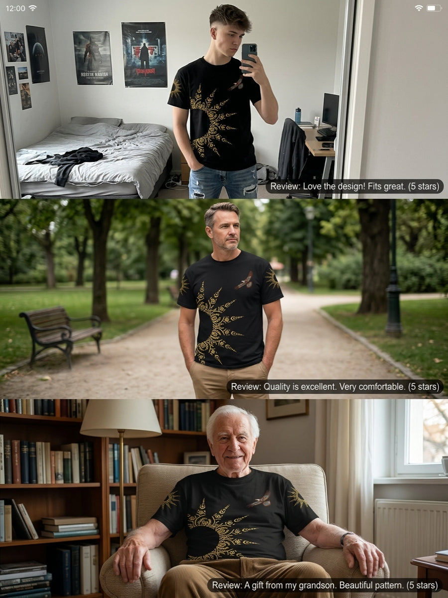 Men's Casual T-Shirt with Totem Print