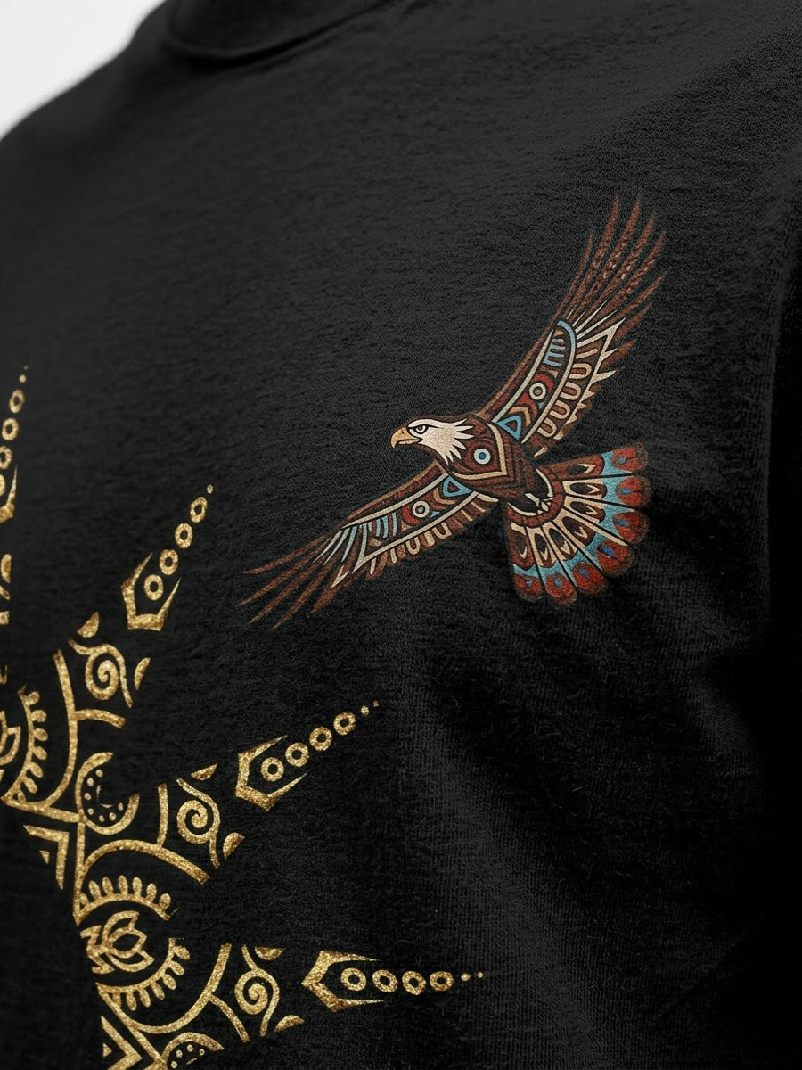 Men's Casual T-Shirt with Totem Print