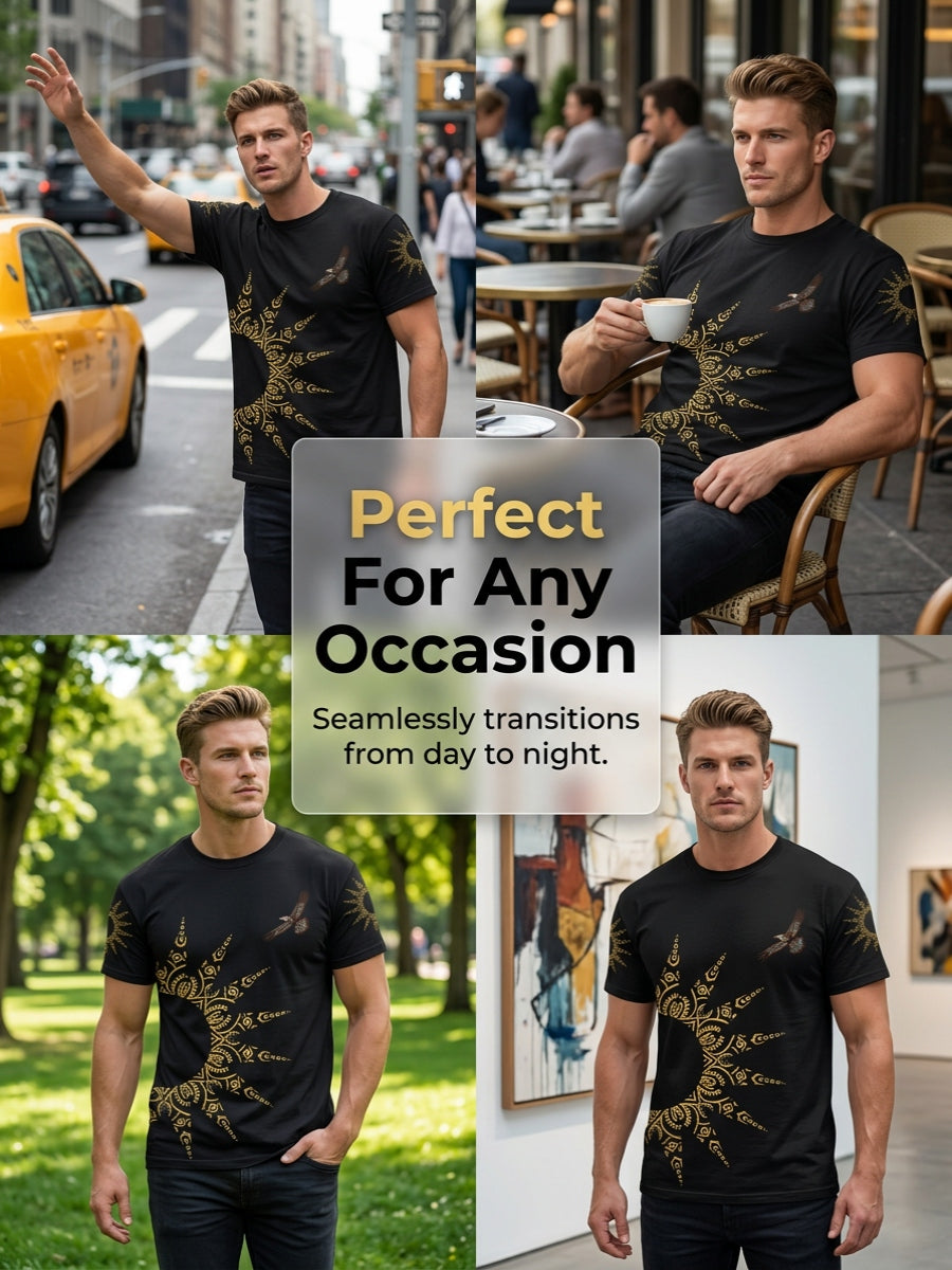 Men's Casual T-Shirt with Totem Print