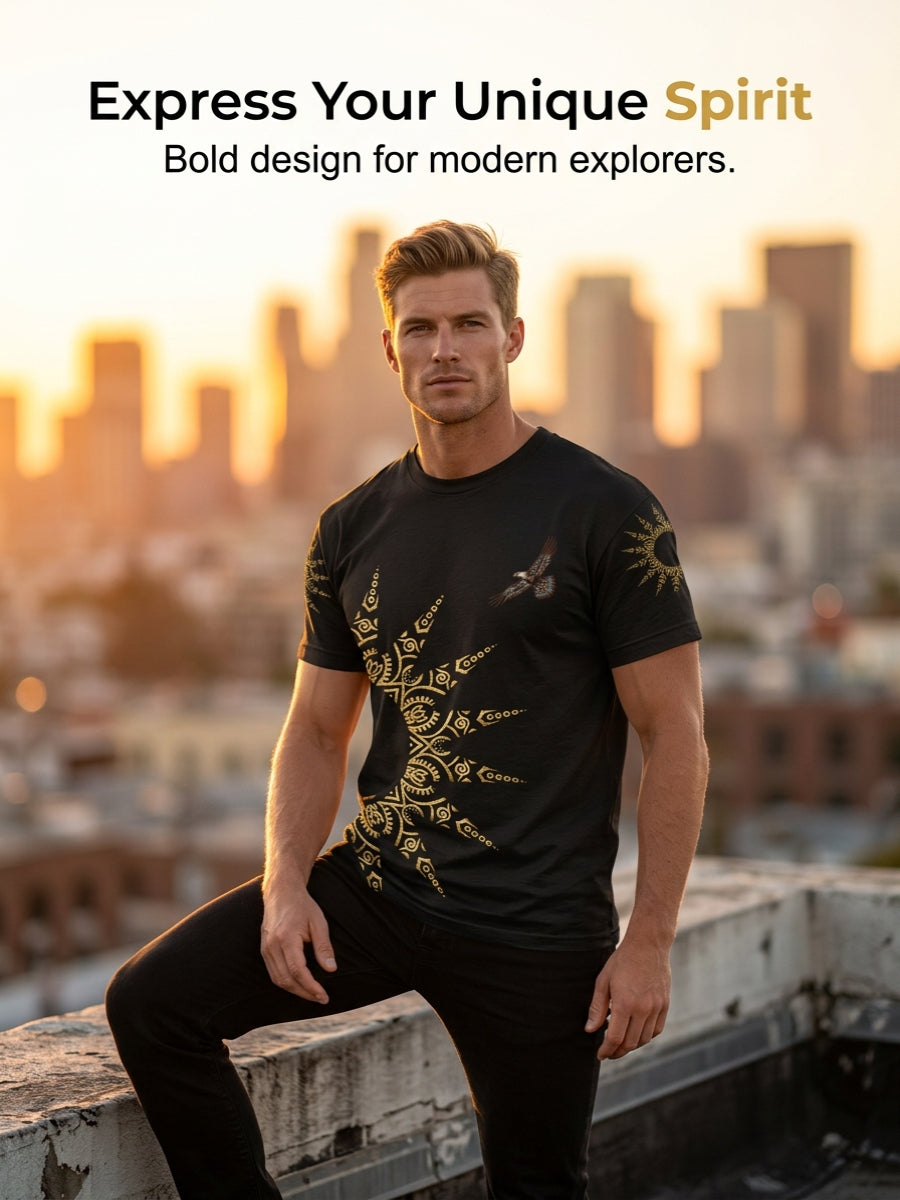 Men's Casual T-Shirt with Totem Print