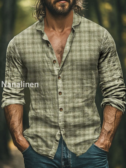 Men’s Boho Style Blocks Print Art Casual Cotton Shirt Colorful / S