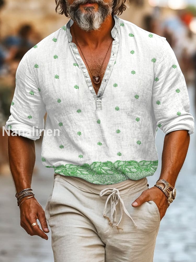Men`s Boho Style Floral Print Cotton Casual Long Sleeve Shirt Colorful / S