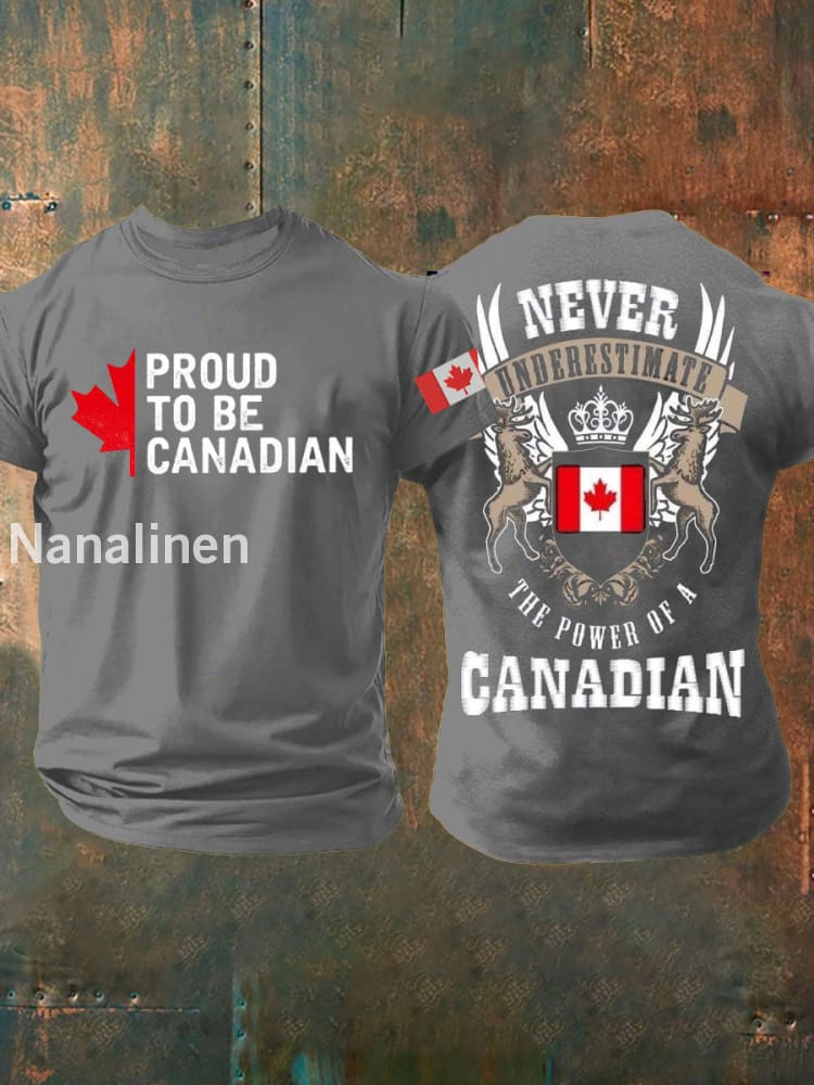 Men’s Canada Elks Maple Leaves Printed T-shirt Light Gray / S