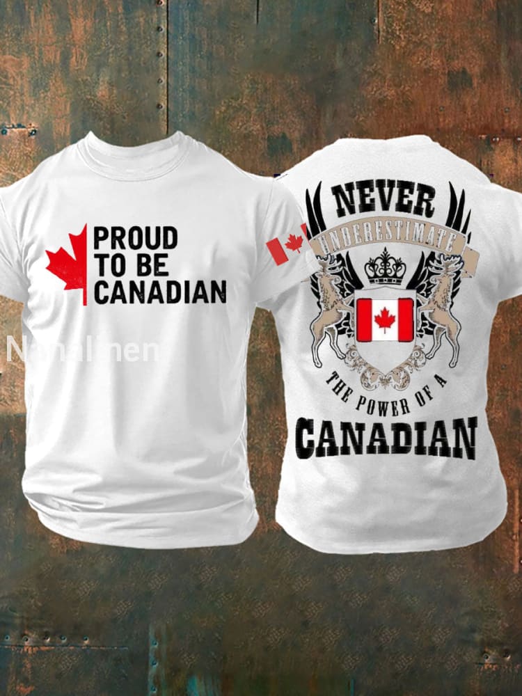 Men’s Canada Elks Maple Leaves Printed T-shirt White / S