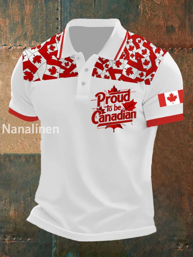 Men’s Canada Flag Maple Leaf Proud To Be Canadian Short Sleeve Top White / S
