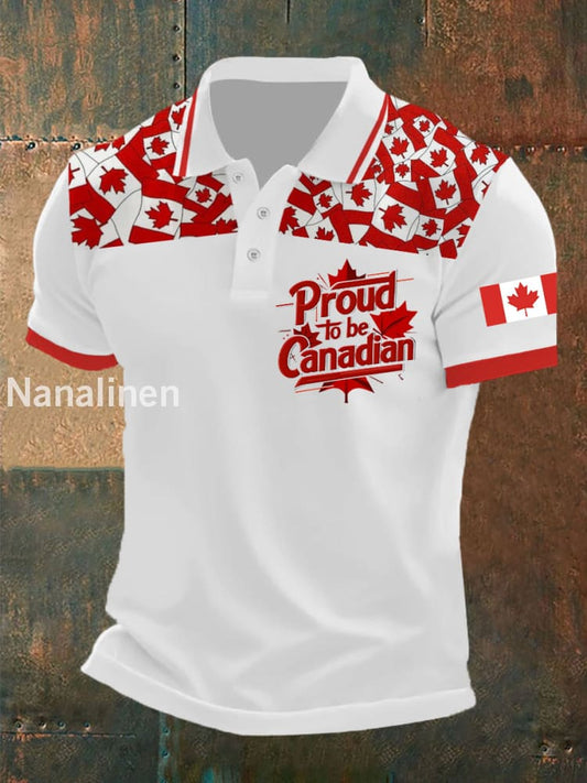 Men’s Canada Flag Maple Leaf Proud To Be Canadian Short Sleeve Top White / S