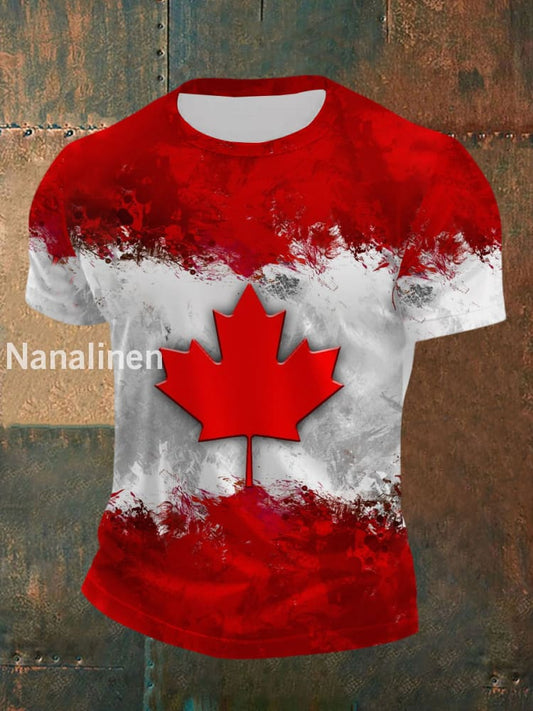 Men’s Canada Flag Maple Leaf Short Sleeve T-shirt As picture / S