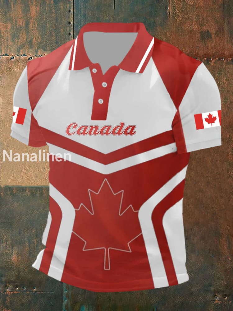 Men’s Canada Flag Maple Leaf Short Sleeve Top As picture / S
