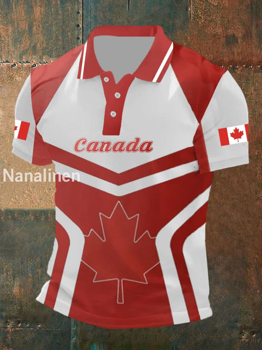 Men’s Canada Flag Maple Leaf Short Sleeve Top As picture / S