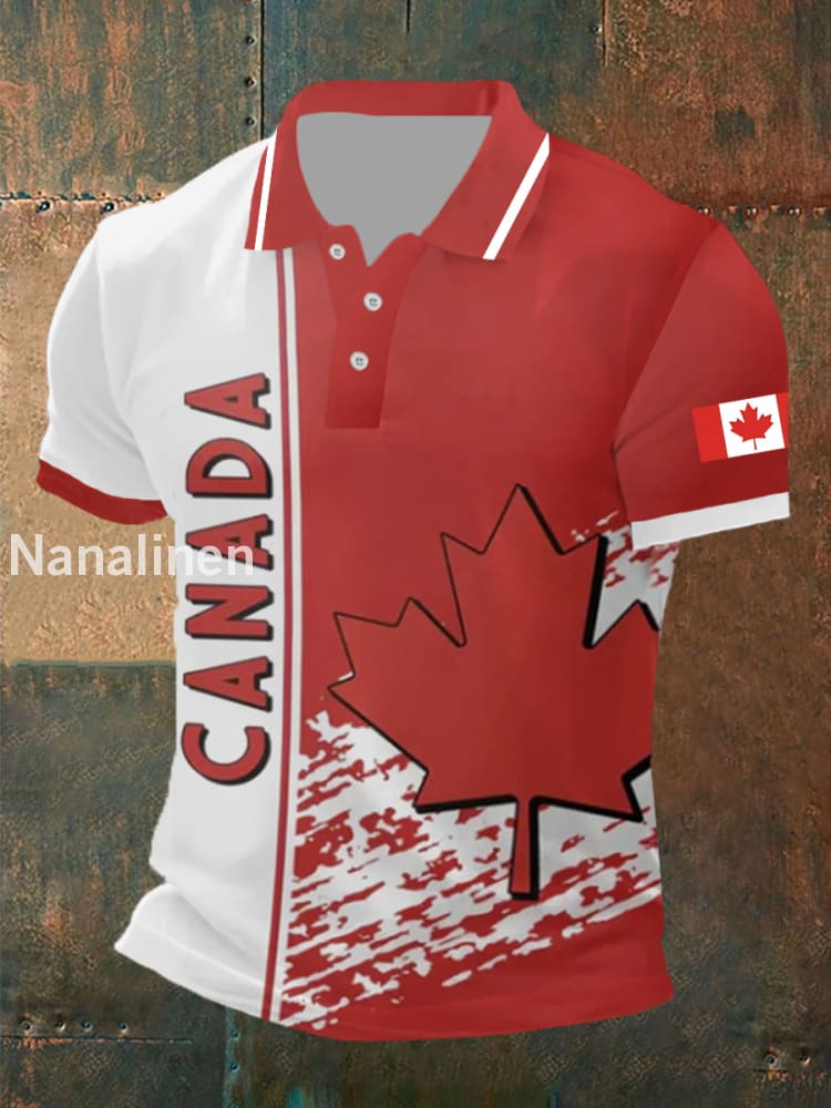Men’s Canada Flag Maple Leaf Short Sleeve Top As picture / S