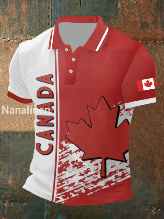 Men’s Canada Flag Maple Leaf Short Sleeve Top As picture / S