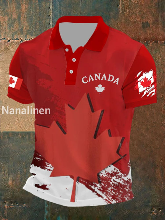Men’s Canada Flag Maple Leaf Short Sleeve Top As picture / S