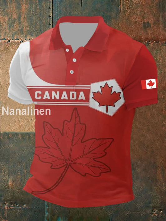 Men’s Canada Flag Maple Leaf Short Sleeve Top As picture / S