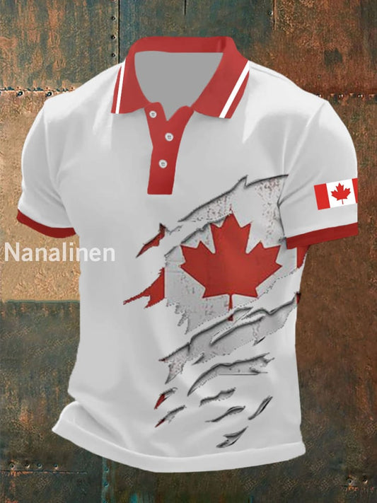 Men’s Canada Flag Maple Leaf Short Sleeve Top White / S