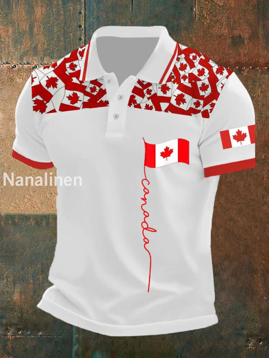 Men’s Canada Flag Maple Leaf Short Sleeve Top White / S