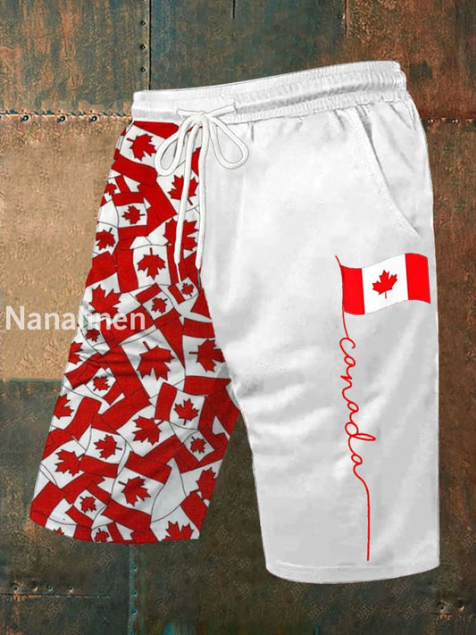 Men’s Canada Flag Maple Leaf Shorts White / S